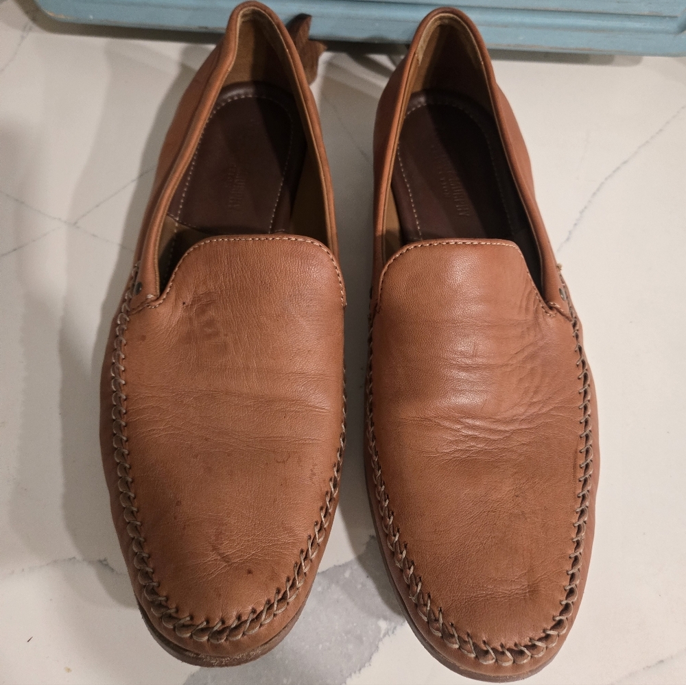 Johnston & Murphy Baldwin Whipstich Venetian Brown Leather Slip-On Loafers